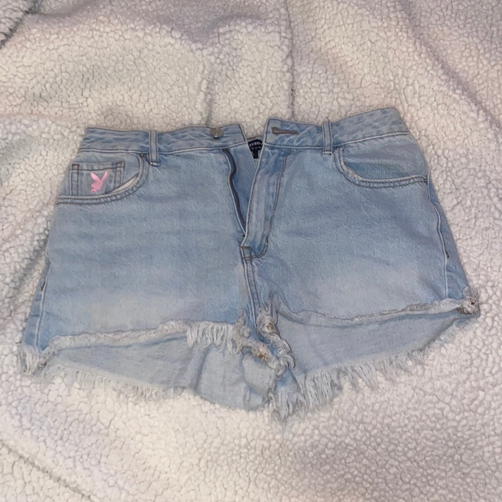 Playboy Pink High Waisted Festival Denim Shorts